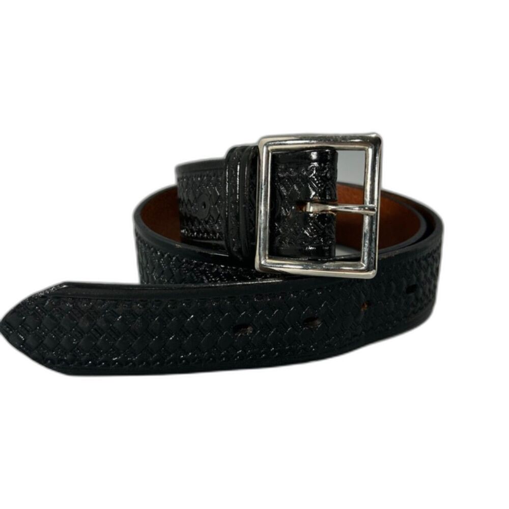 Don Hume B54 Men's Size 38 Wide Black Leather Duty Belt Tooled Security Police